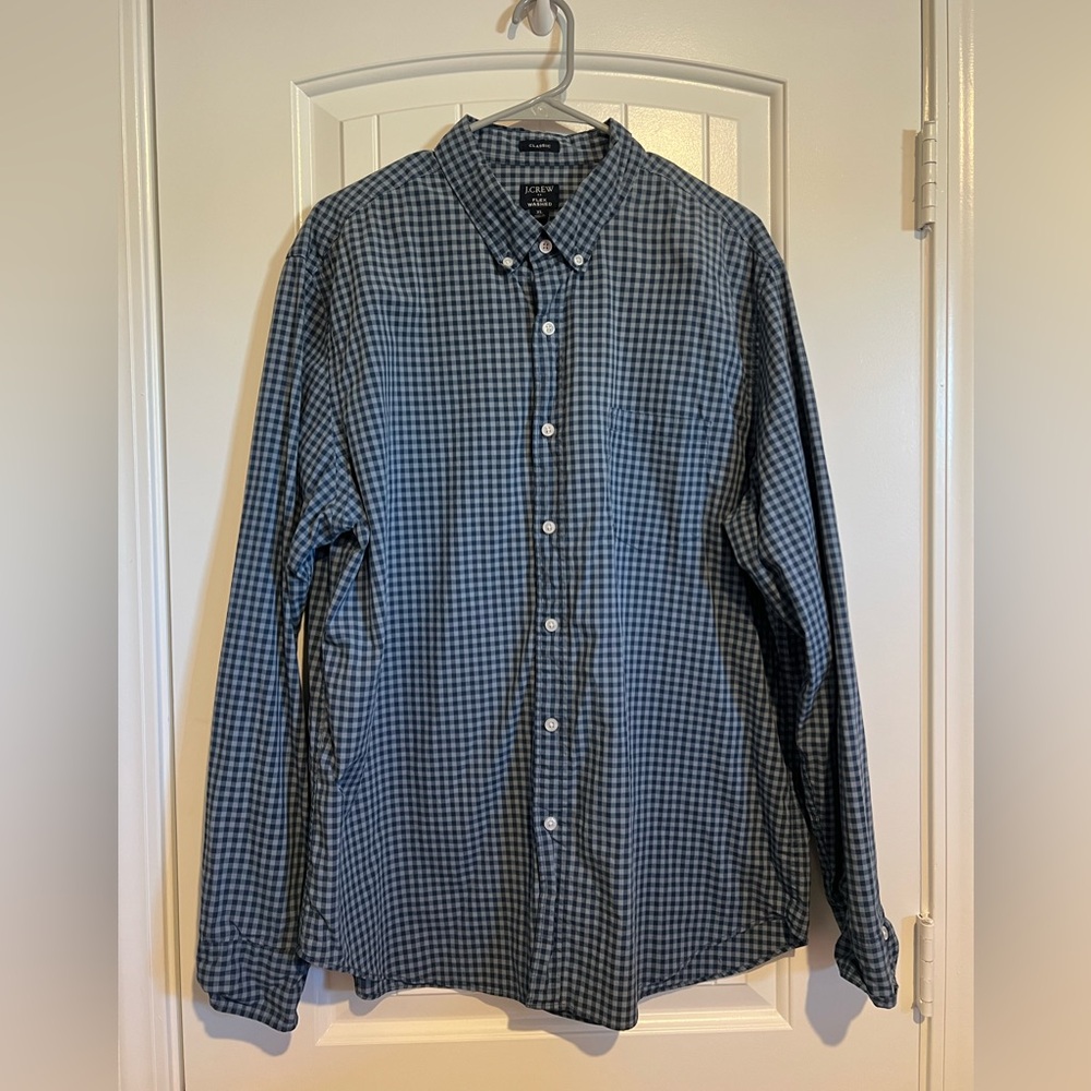 J. Crew Blue Checkered Classic Fit Men's Shirt